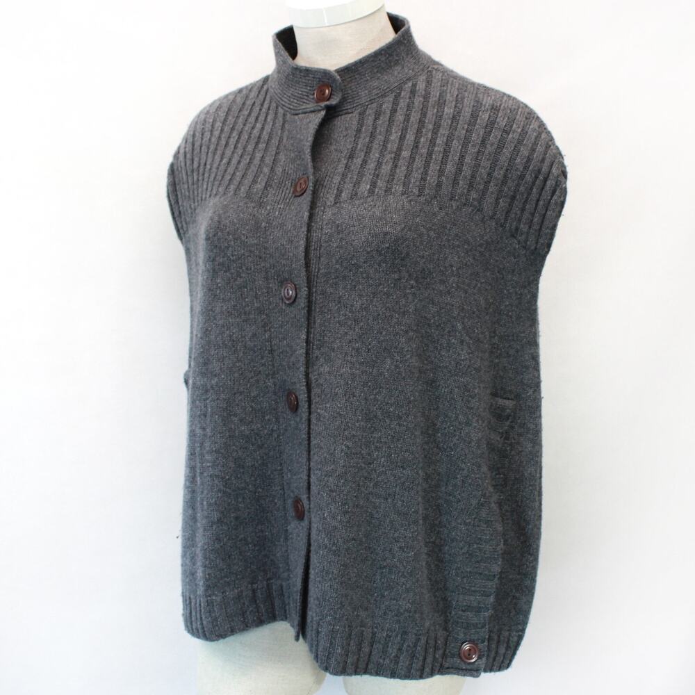 Cynthia Steffe Heavy knit gray buttoned wool cape poncho sweater cardigan XL